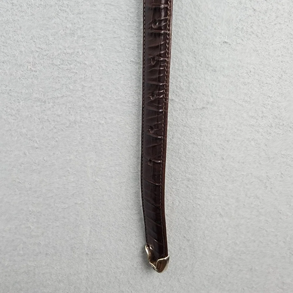 Brighton Belt Womens Medium L 32 Brown Croc Embossed Leather Charm Silver Buckle - Picture 6 of 8